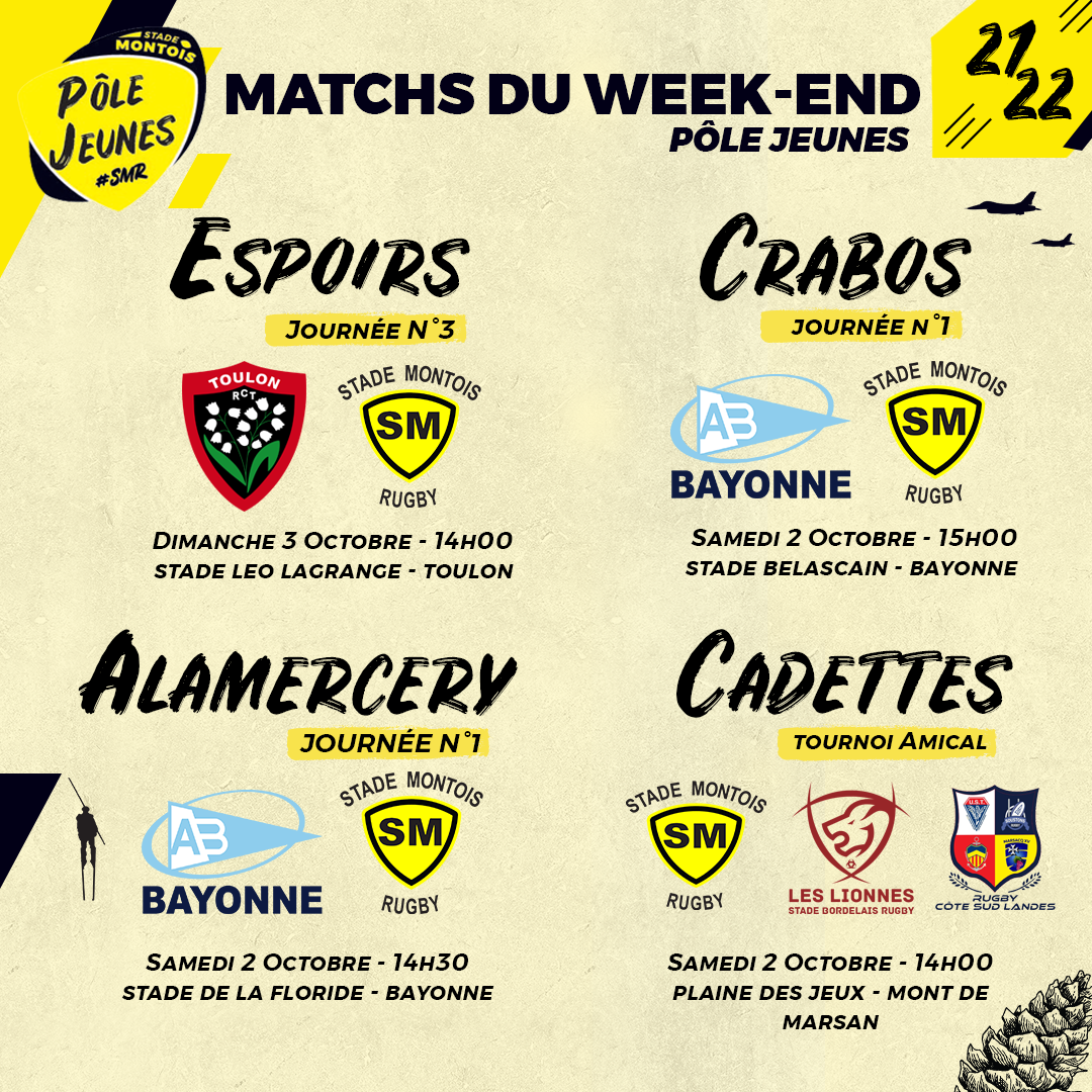 Matchs du week-end 2&3 Octobre